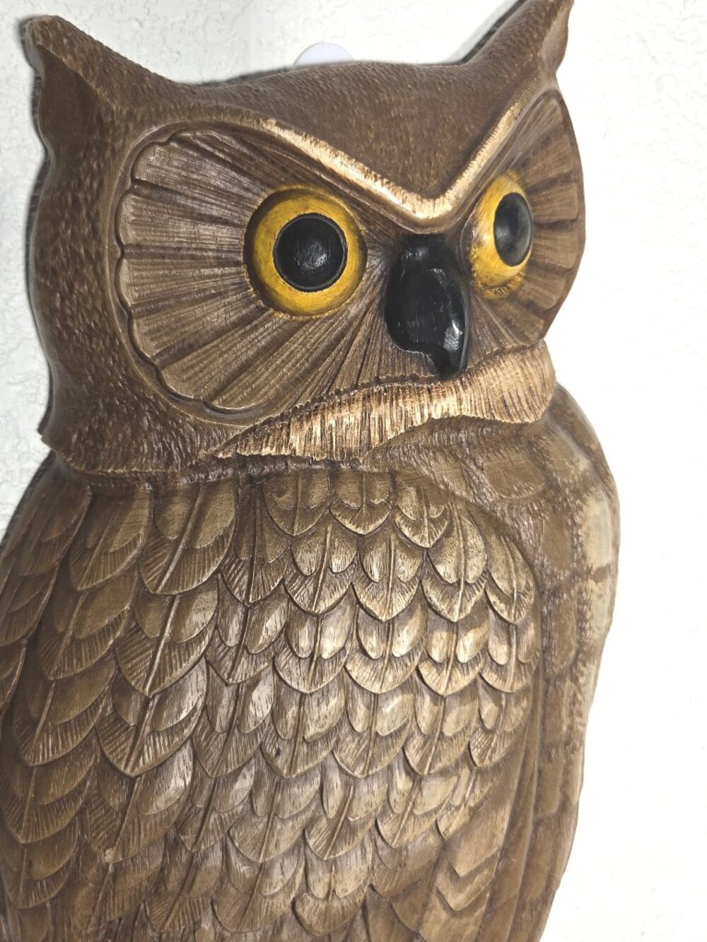 Vintage Syroco Owl Wall Art 1966 MCM Faux Wood Owl Hanging 60s Lodge Wall Decor